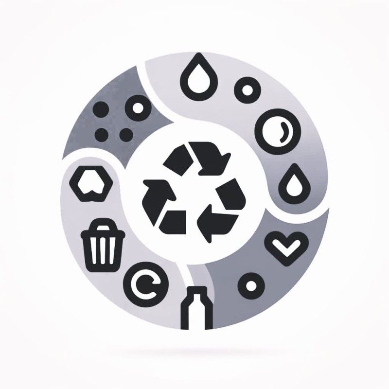 DALLE 2024 04 10 09.23.56 Átdolgozott ikon, amely élénk és színes minimalista stílusban szimbolizálja az újrahasznosítás vagy az újrahasznosítható hulladék témáját egy Fo min